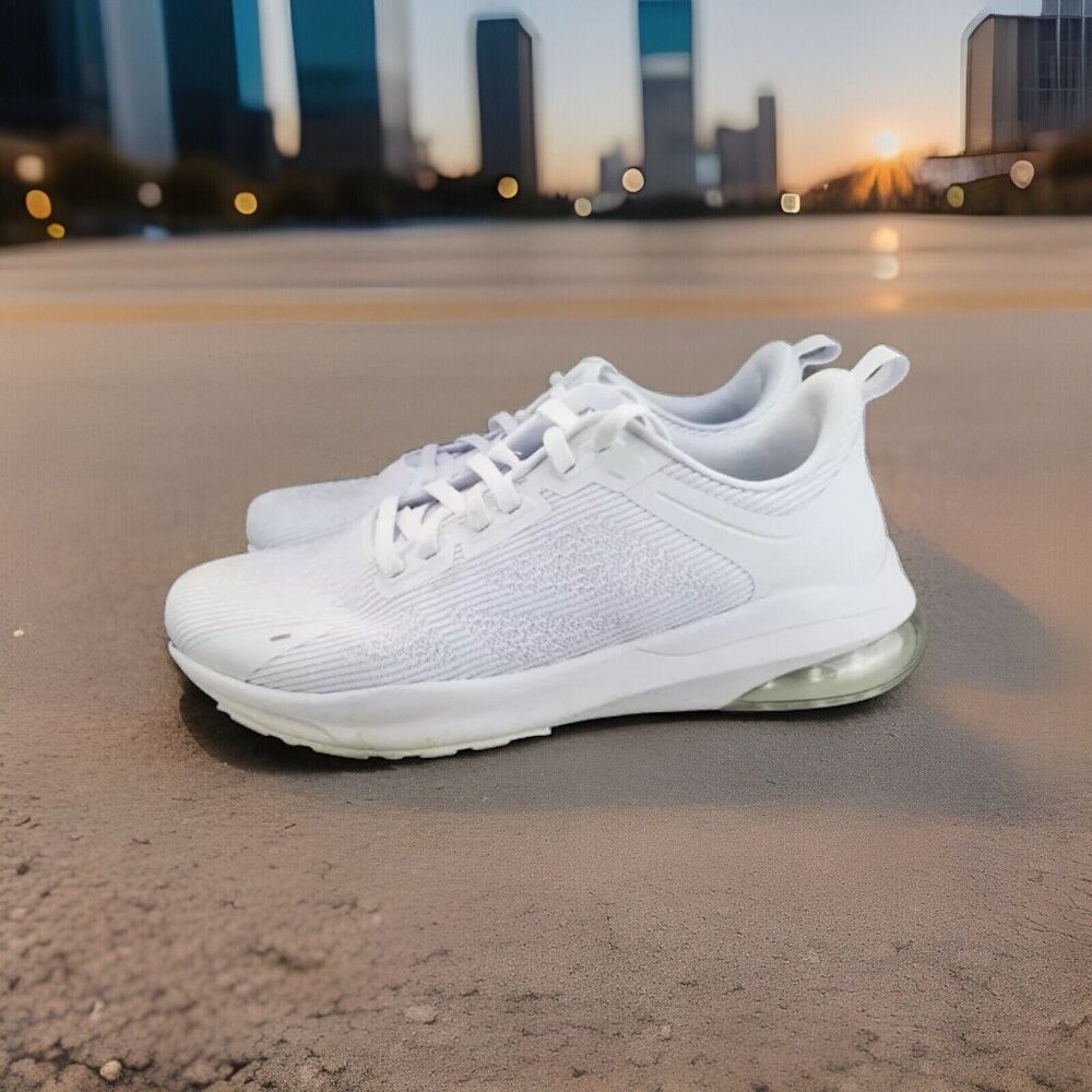 ✅Womens 11  Avia White Knit Athletic Sneakers Lace Up Memory Foam Casual Comfort